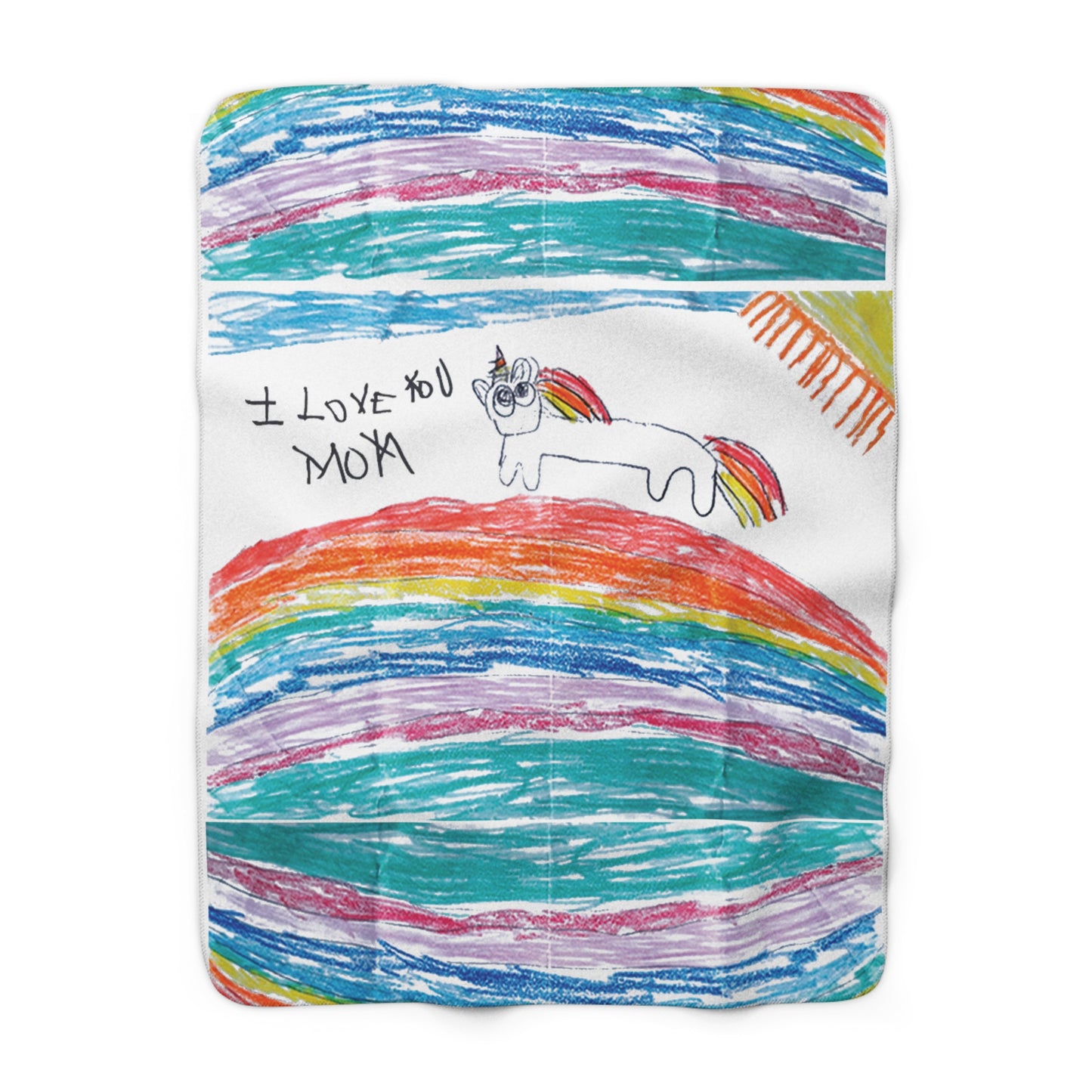 Personalized Sherpa Fleece Blanket - Cozy Children's Artwork Blanket for Moms