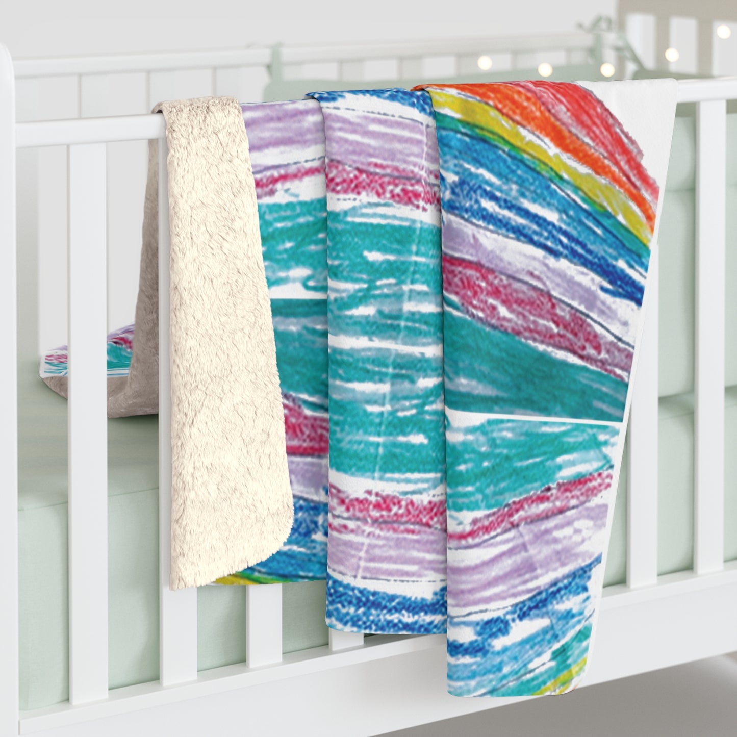 Personalized Sherpa Fleece Blanket - Cozy Children's Artwork Blanket for Moms